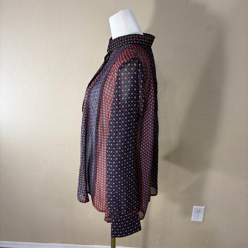 Gretchen Scott Multicolored Sheer Print Blouse Top Womens Sz S Casual Nightout - Picture 5 of 13